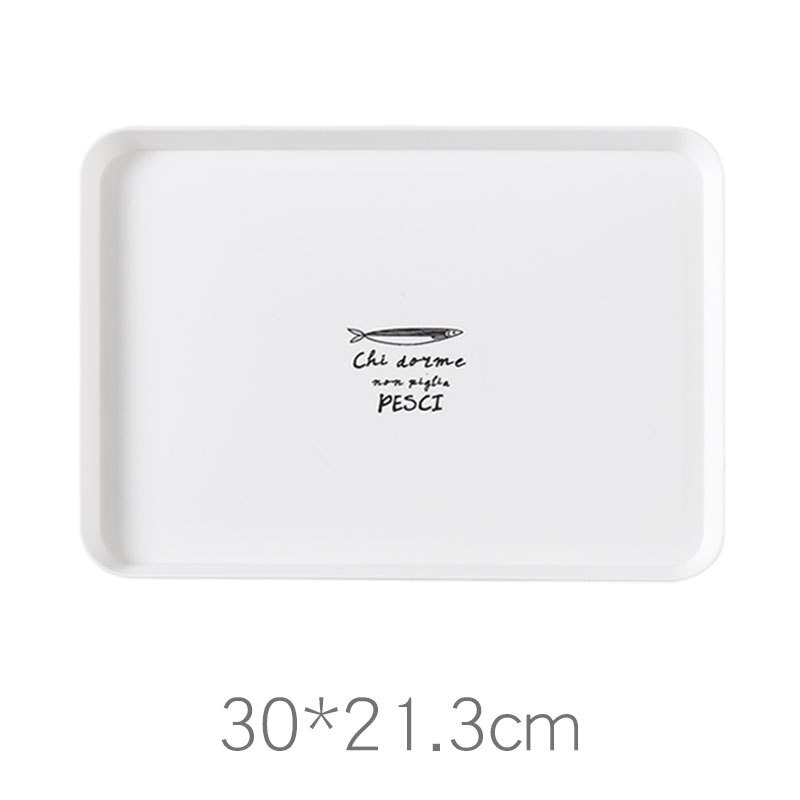 30*21cm pp plastbricka nordisk rektangulär tallrik hem enkel frukostbricka tebricka middagstallrik dessert liten bricka: Mönster fisk
