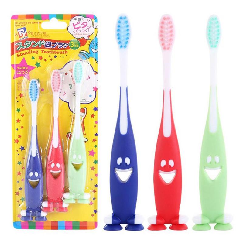 2019 nowy szczoteczki robić zębów 3 sztuk/zestaw ultra miękkie włosie hurtownia dzieci dzieci opieka kreskówka uśmiech antybakteryjne szczoteczki robić zębów zestaw
