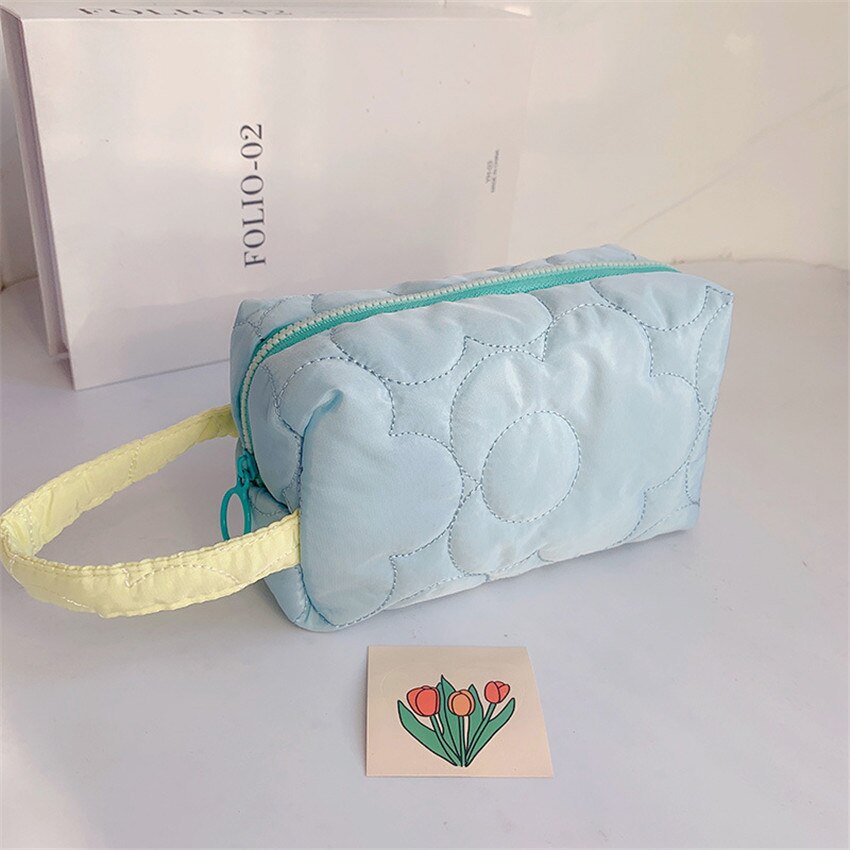 eins Neue Koreanische Stepp Kosmetik Taschen Frauen Große Kapazität Baumwolle machen-hoch Lagerung Tasche Schönheit fallen Für Mädchen: Blau
