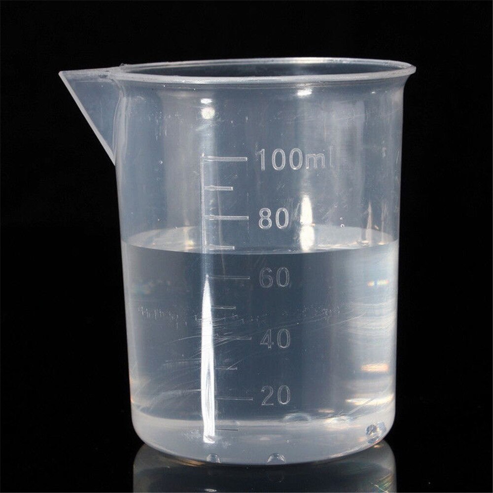 2x 100mL Clear Plastic Graduated Measuring Cup Jug Beaker Kitchen Lab Tool Chemistry Learning stationery laboratory supplies