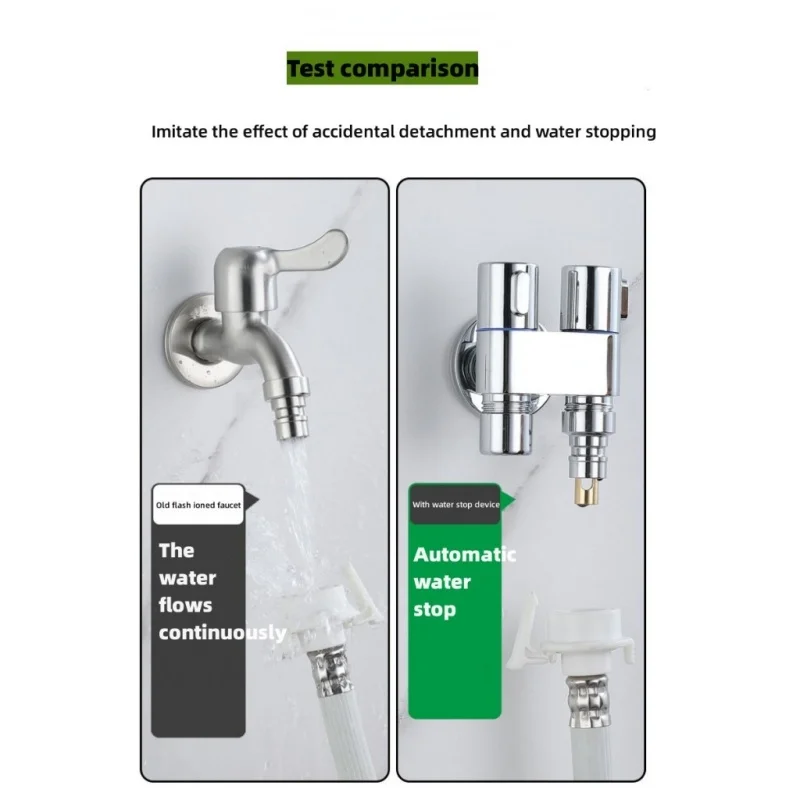 Washing Machine Faucet Automatic Water Stop Valve G1/2 Connector 1 In 2 Out Dual Control Valves for Bathroom Toilet Accessories