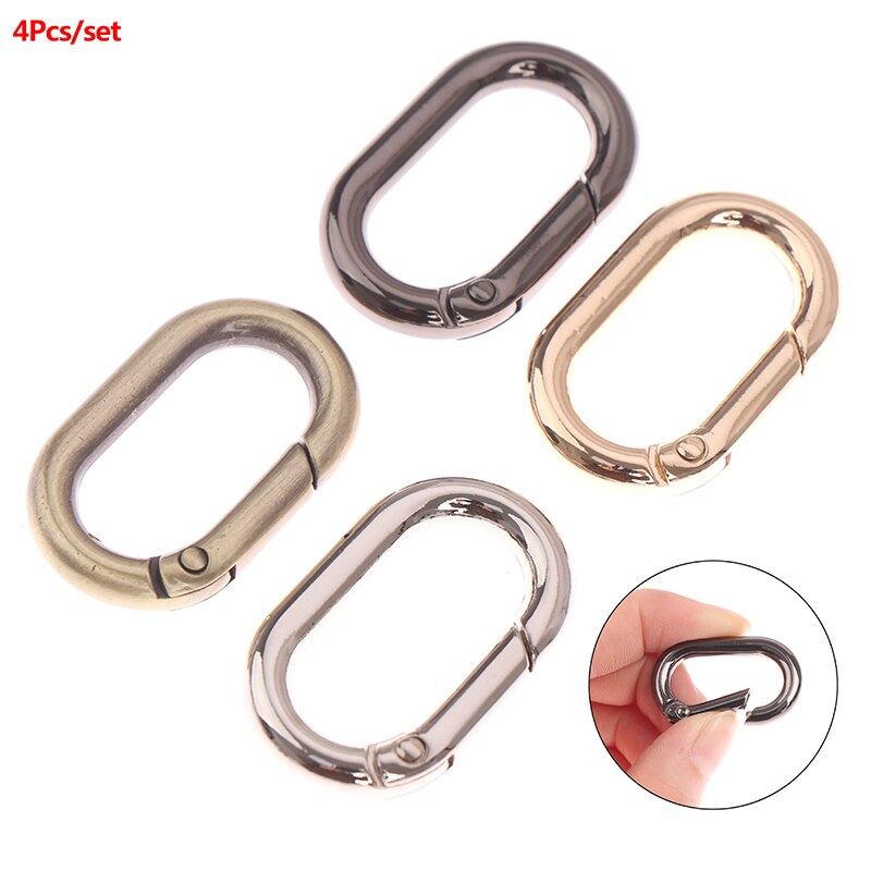 4 stücke Überzogene Tor Frühling Ring Schlüssel Runde drücken-Oval-Ring Schnallen Clips Karabiner Geldbörsen Handtaschen Oval drücken-Abzug schnappen Haken Ring