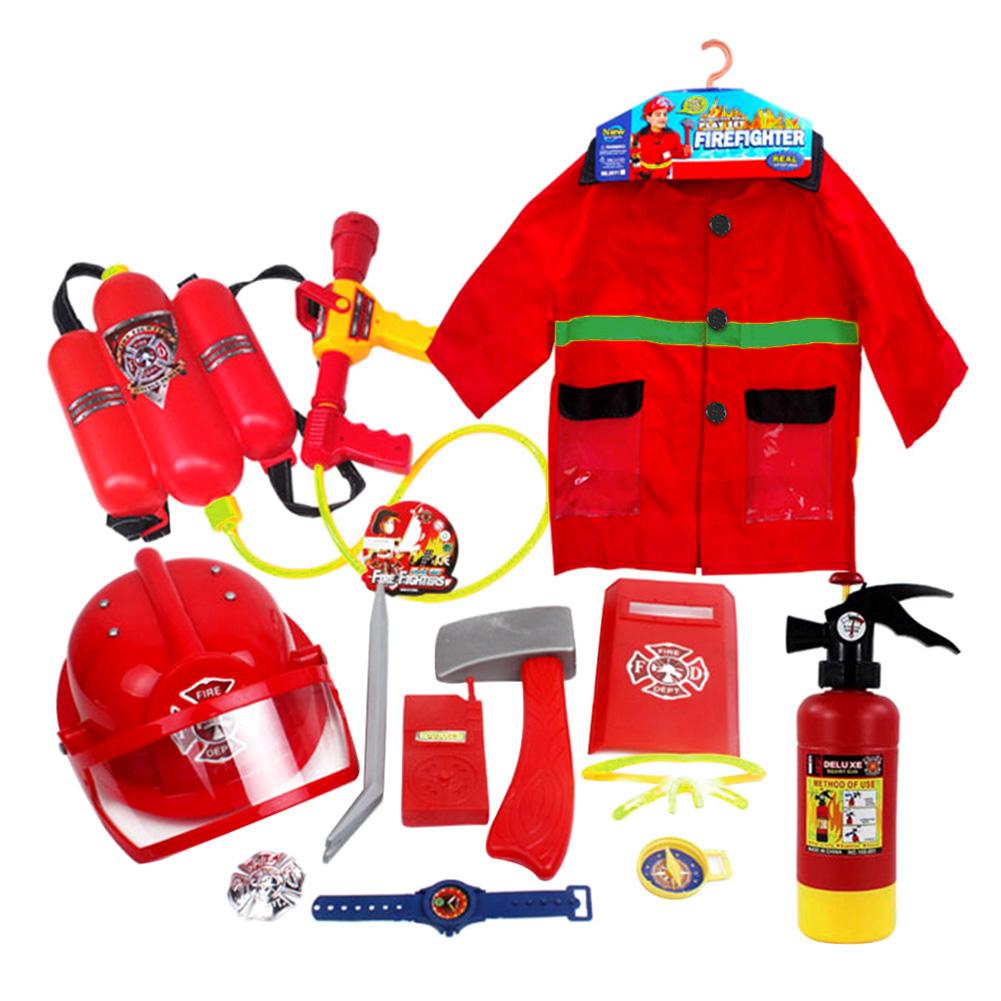 Vier Soorten Brandweerman Kids Simulatie Kostuums Pak Voor Meisje Jongen Party Uniformen Set Speelgoed Firefighter Grappige Verstelbare Hoed