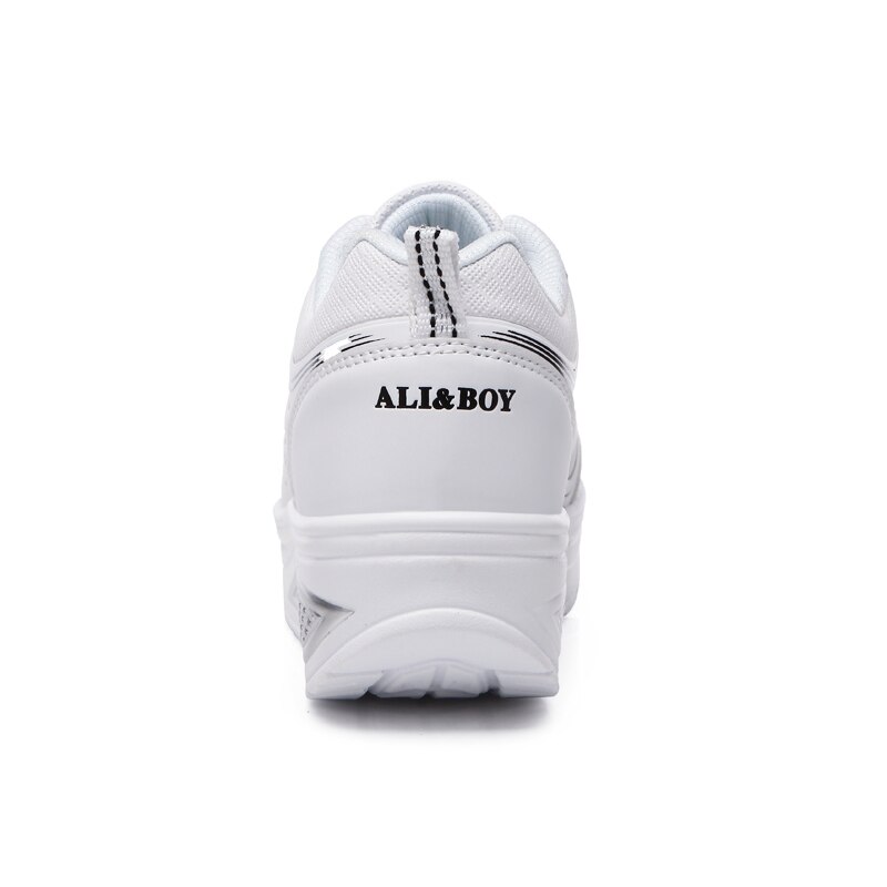 Zapatos de cuña con aumento de altura para mujer, zapatillas deportivas informales impermeables con forma plana y amortiguación para trotar, para primavera