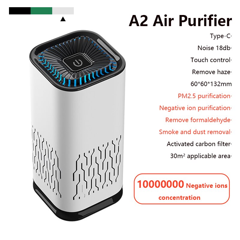 Purificador de aire automático con filtros HEPA auténticos, purificadores de escritorio, filtración, limpiador de aire para coche, Mini purificador de aire de iones negativos para el hogar: 05