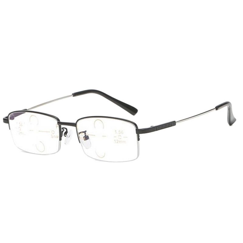 Metalowe tytanowe progresywne wieloogniskowe okulary do czytania mężczyźni kobiety blokujące niebieskie światło powiększające prezbiopia tr90 pół obręczy elastyczne