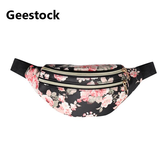 Geestock-riñonera cinturón de para mujer, bolso de hombro y pecho de cuero PU A la , riñonera de flores: Black