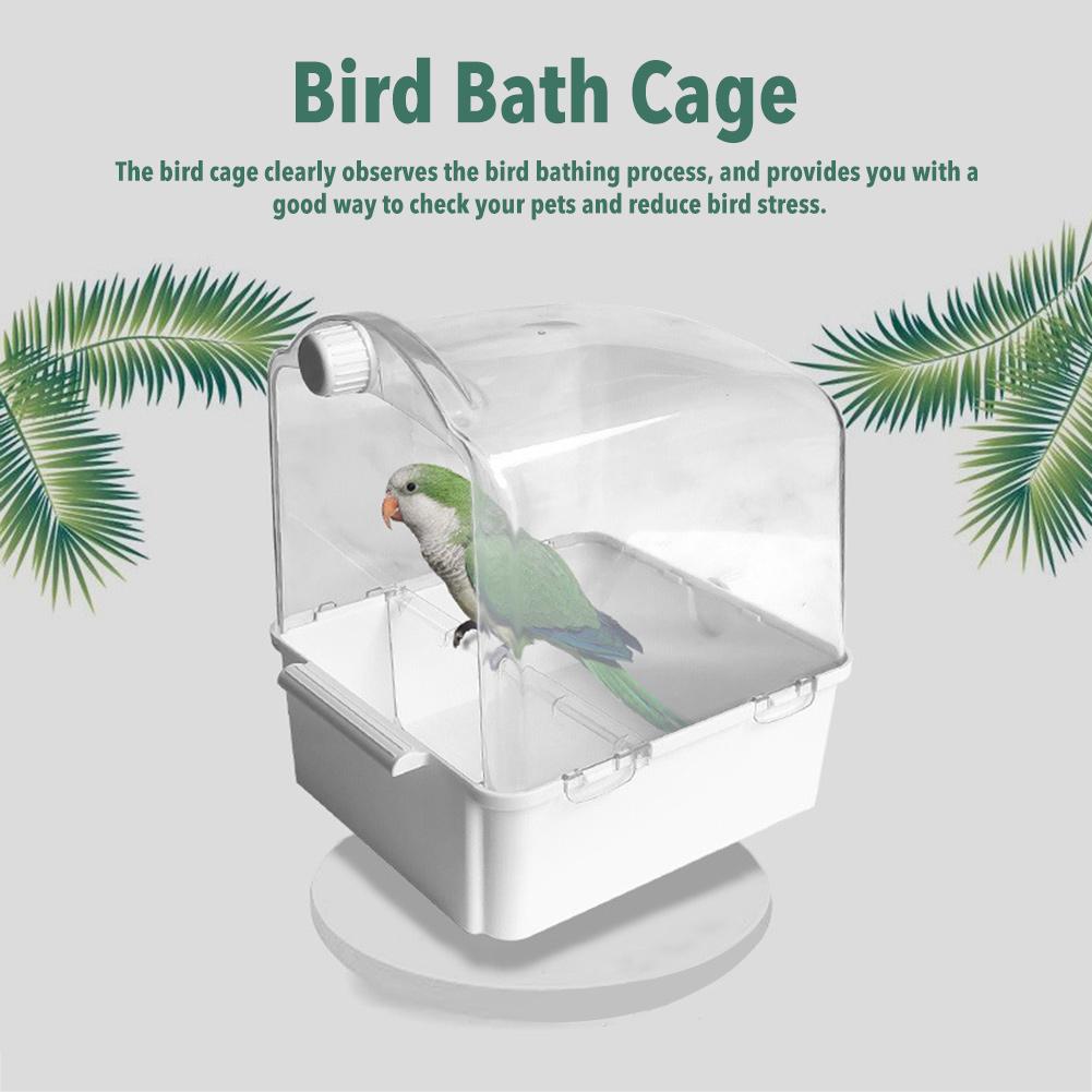 Fugle rengøringsværktøj fugl badekar boks bur tilbehør papegøje bad gennemsigtig plast hængende kar brusebad fugl forsyninger