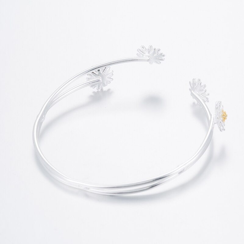 Jisensp Korean Romatic Adjustable Flower Bracelets Bangles Chic Daisy Flowers Charm Bangle Women Jewelry Wedding Bride