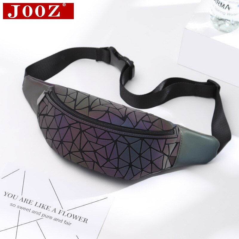 fanny pack Bananka women chest Packs PVC material Hip Bag Geometric luminous holographic waist pack belt bag Travel