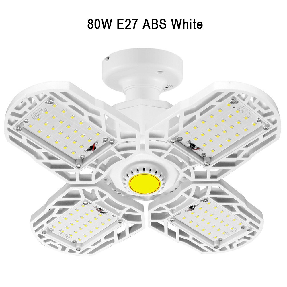 E27 80W Industrial Deformable Lamp Workshop LED Garage Light Hollowed Out Warehouse Motion Sensor Barn Ceiling Easy Install: ABS White