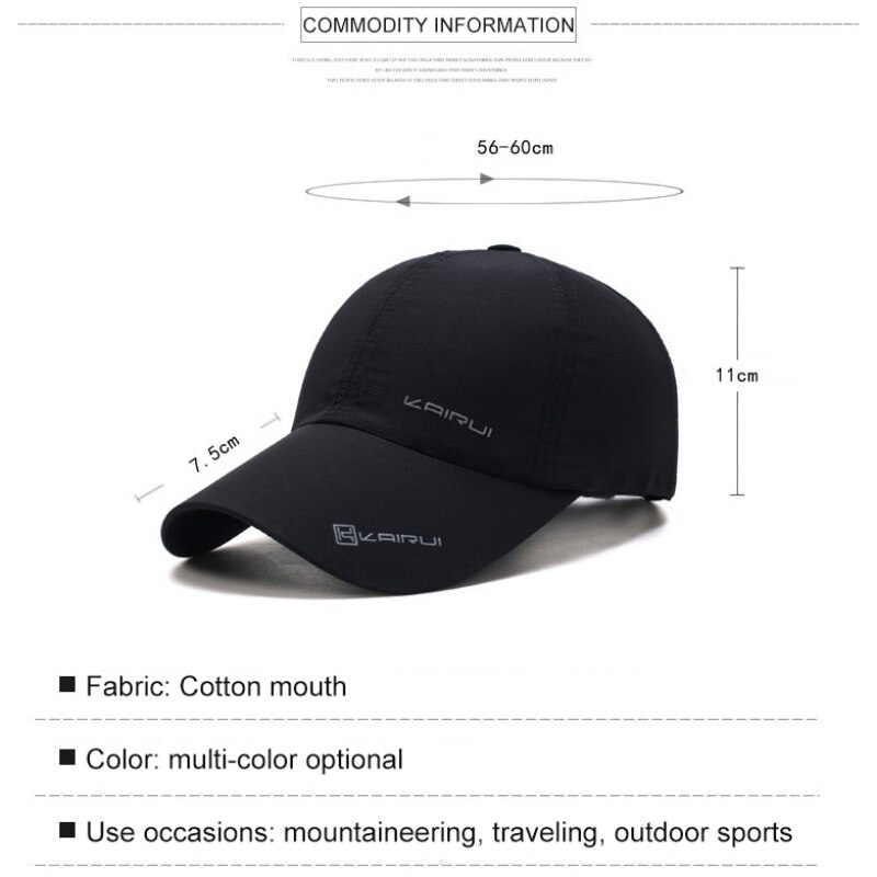 Sport Sneldrogend Mesh Ademend Baseball Cap Mannen Vrouwen Zonnehoed Snapback Cool 2021Hot