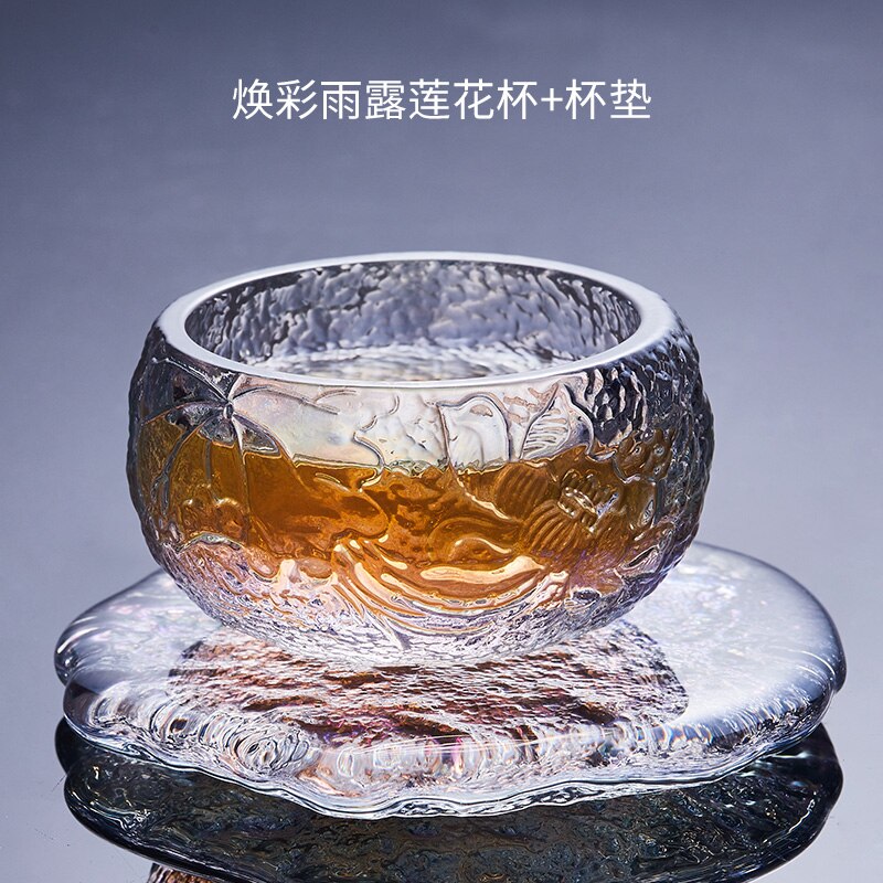 glühen Glas Teetasse matt Tasse Untertasse Haushalts runde Wärme nachweisen matt Kleine sterben Untertasse Kung Fu Tee-einstellen Tee Zeremonie utensilien: Bild Stil
