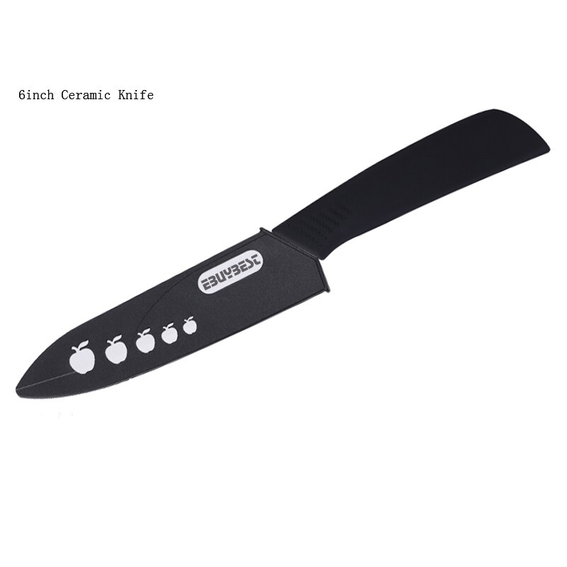 Keramisk kniv 6 tommer hvitt blad takket brødkniv keramiske kniver kjøkkenkniver kokk 6 tommers fargerikt håndtak kokeverktøy: Svart