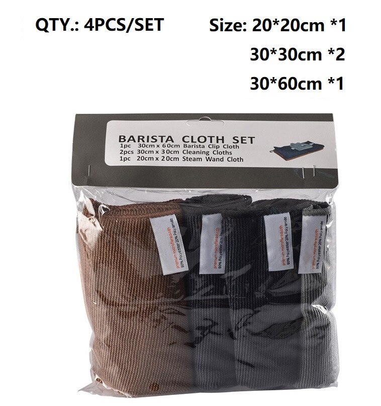 Toallas de limpieza de microfibra, paño de limpieza de café, toalla Barista, paño suave y absorbente con Clip para máquina Espresso, herramientas para café Barista: 4 pcs-Set 2