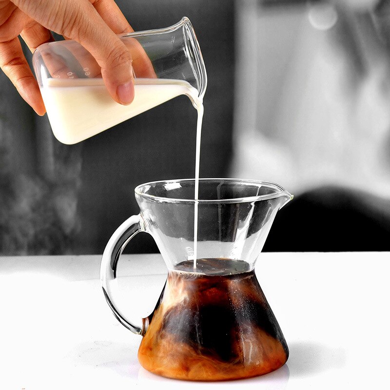 100ml Coffee Milk Measuring Scale Jug Glass Sharp Eagle Mouth Frothing Pot Cloud Shaped Share Container Coffee Accessories