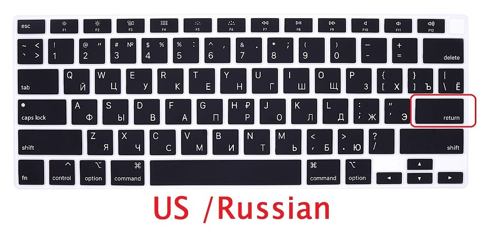 Russisch Voor Macbook Air 13 M1 Chip A2337 Russische Eu Us Keyboard Cover Soft Silicon Voor Macbook Air 13 m1 Chip Keyboard Skin: US-Black
