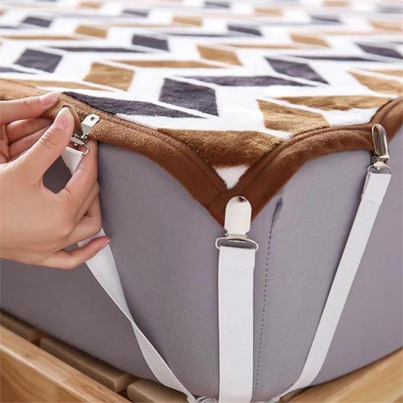 4Pcs Laken Elastische Grijpers Riemverbinder Laken Clips Matrashoes Dekens Houder Huishoudtextiel Organiseren Gadgets