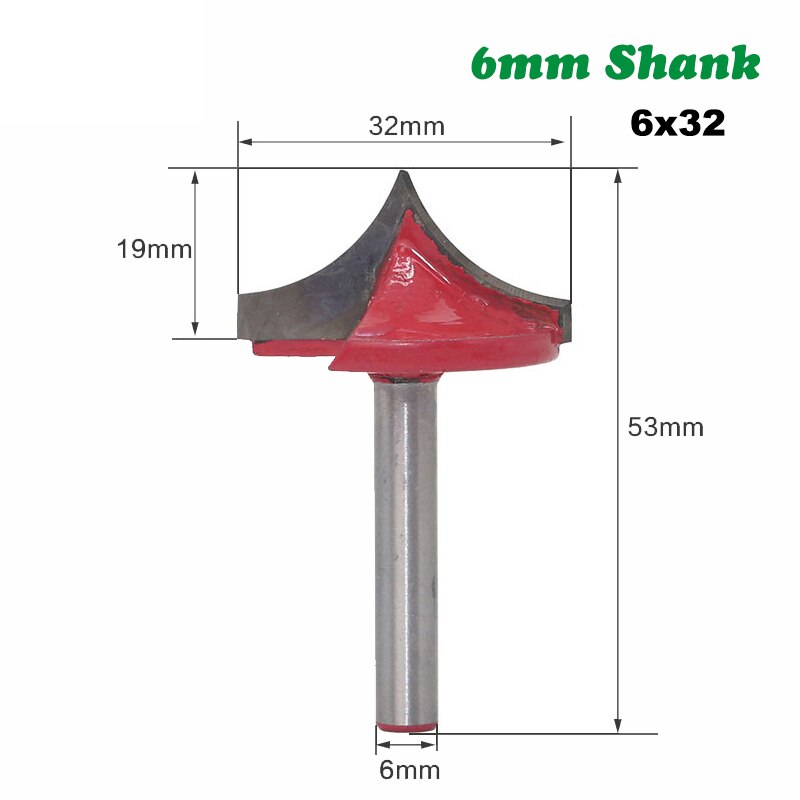 1pc 6mm skaft fräsar träsnideri trä cnc runda nos bits rund spets skär bit shaker vass fräs solid hårdmetall verktyg: 09