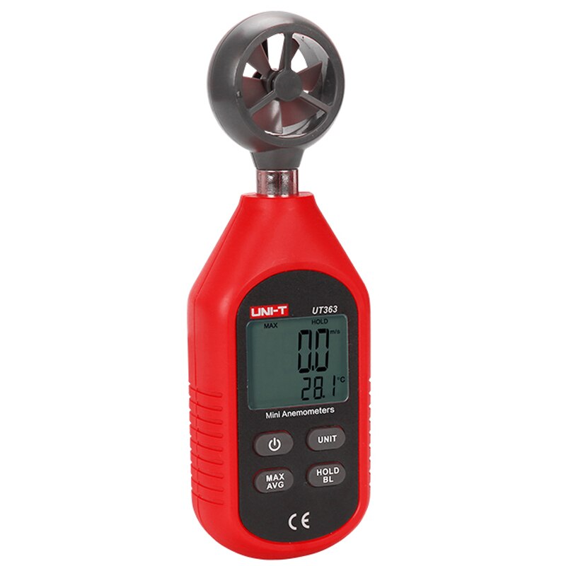 Minianemómetro UNI-T UT363/UT363BT, anemómetro Industrial/doméstico, retroiluminación LCD, indicación de batería baja