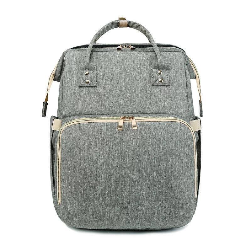 Multi-funktionale MOTHER'S Tasche Neue Stil Tragbare Falten Krippe (Säuglings Bett Kapazität Windel Tasche mit Falten Krippe Rucksack: Light Gray None Frame