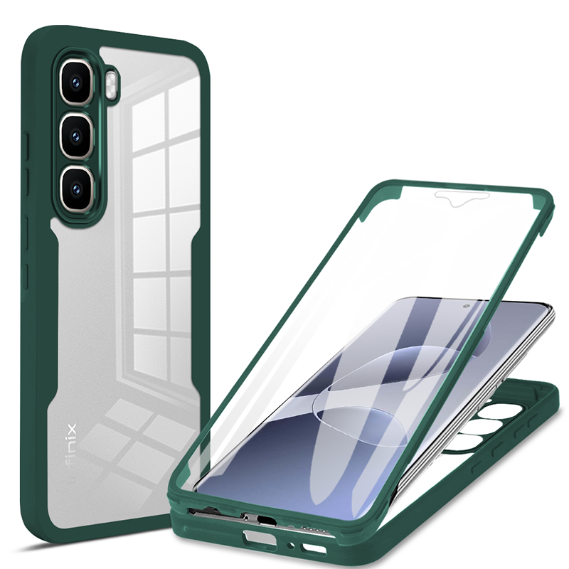 Til infinix 60 stødsikkert 360 ° dobbeltsidet klart telefoncover til infinix 60 pro plus 60i linseskærm fuld beskyttelsesetui: Brun / Infinix hot 60 pro+