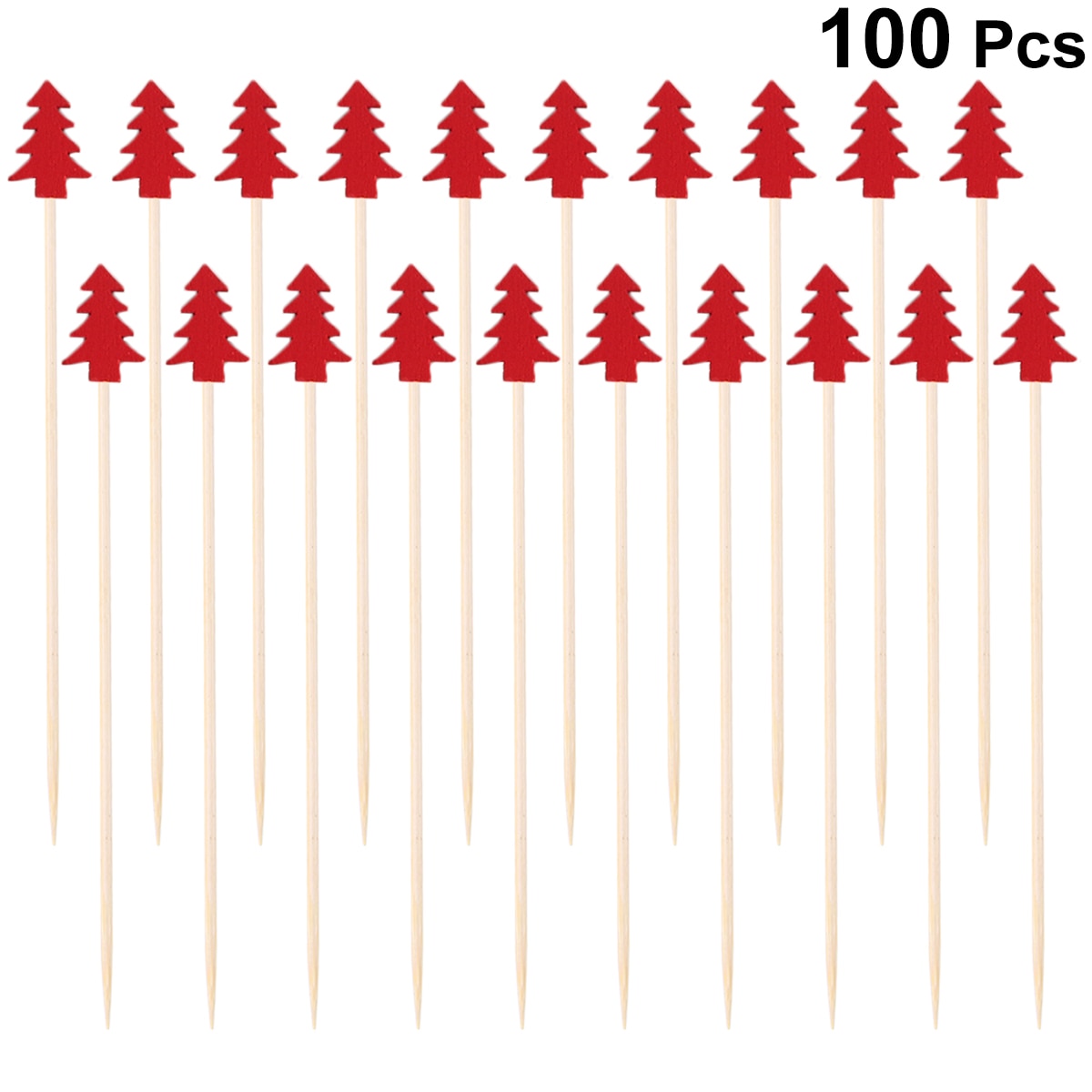 100 STUKS Bamboe Cocktail Picks Wegwerp Fruit Cake Sticks Kerstboom Vorm Tandenstokers Voor Voorgerecht Party Bar