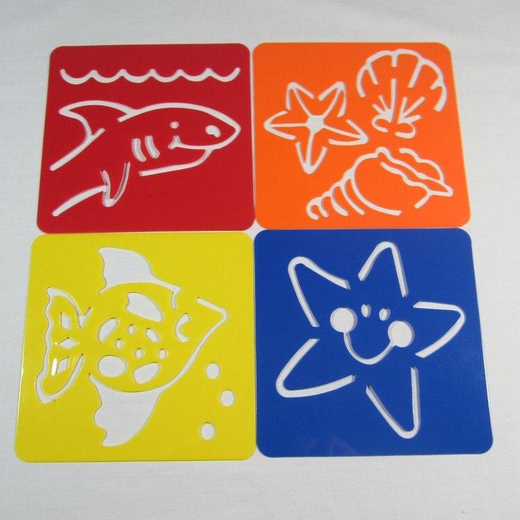 12PCS/LOT. Ocean animal art stencil Birthday Drawing stencils Kindergarten arts and crafts Early learning educational toys