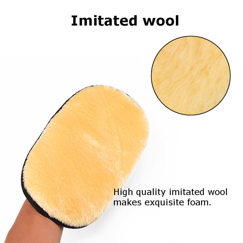 Auto imitatie kunstmatige wol washandschoen zachte wasmachine auto schoonheid schoonmaakdoek ontsmettingsdoek handschoen schoon gereedschap