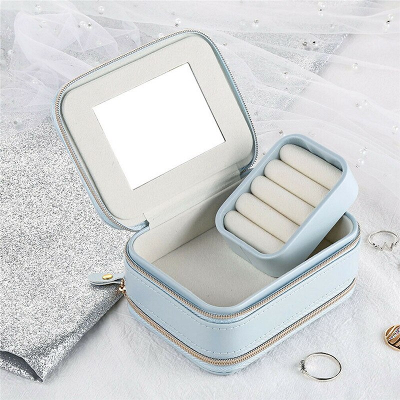 Draagbare Lederen Sieraden Doos Organizer Ketting Armband Earring Case Houder Reizen Sieraden Organisator Ornament Case