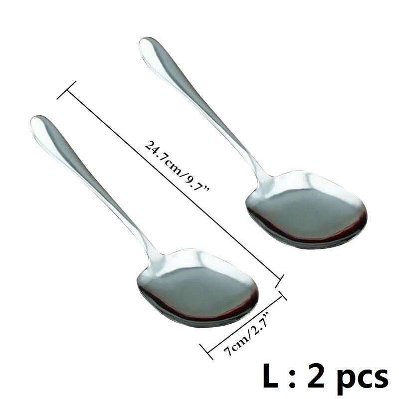 Salad Serving Spoon Stainless steel Table Spoon Set Public Buffet Dinner Spoon Long Handle Christmas Restaurant Party Tableware: 2pcs Large Spoon