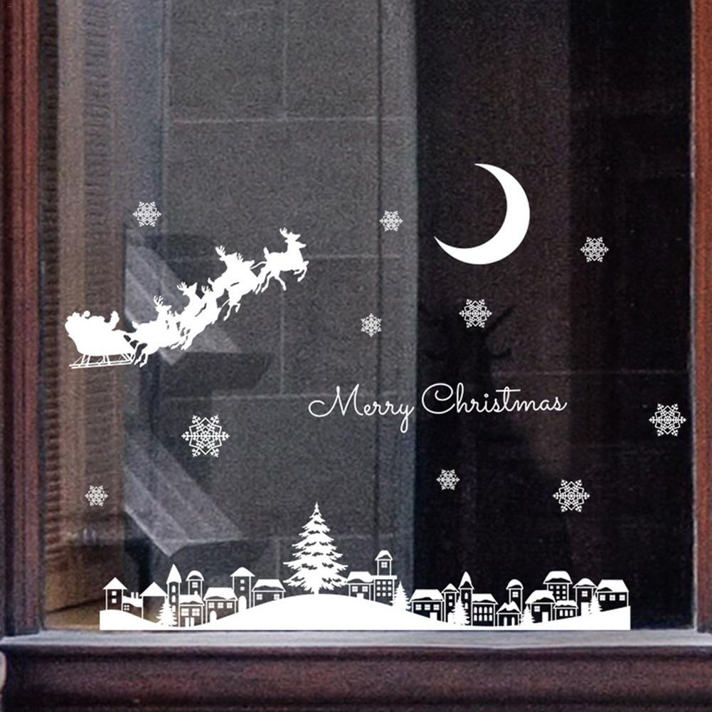 Vrolijk Kerst Raamstickers Restaurant Mall Decoratie Sneeuw Glas Venster Verwijderbare Kerst Ornament Kerst Xmas Decor