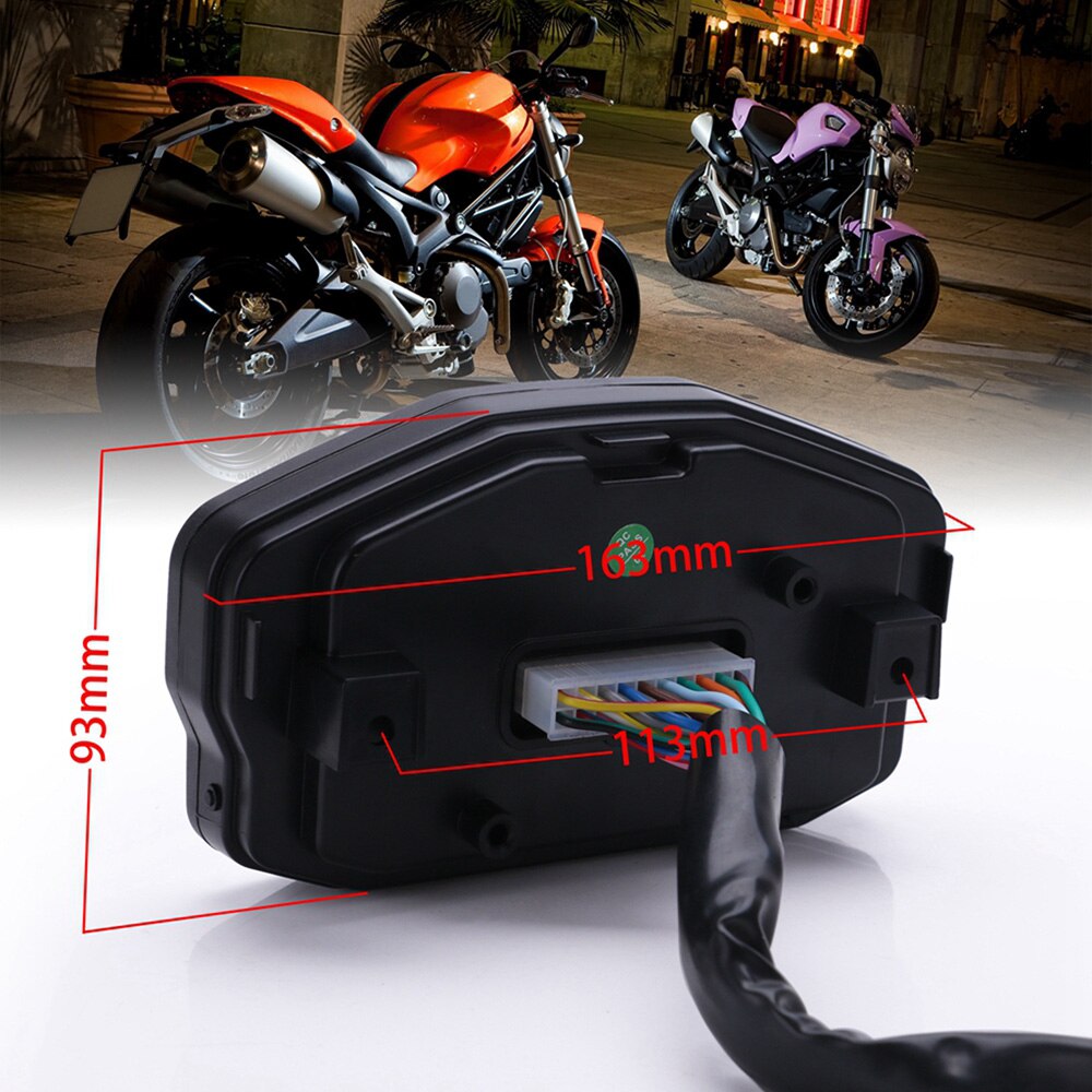 Motorrad Kilometerzähler Kraftstoff Messgerät 14000RPM Universal- für 1,2,4 Zylinder, LCD Motorrad Instrument Tacho 199 km/h