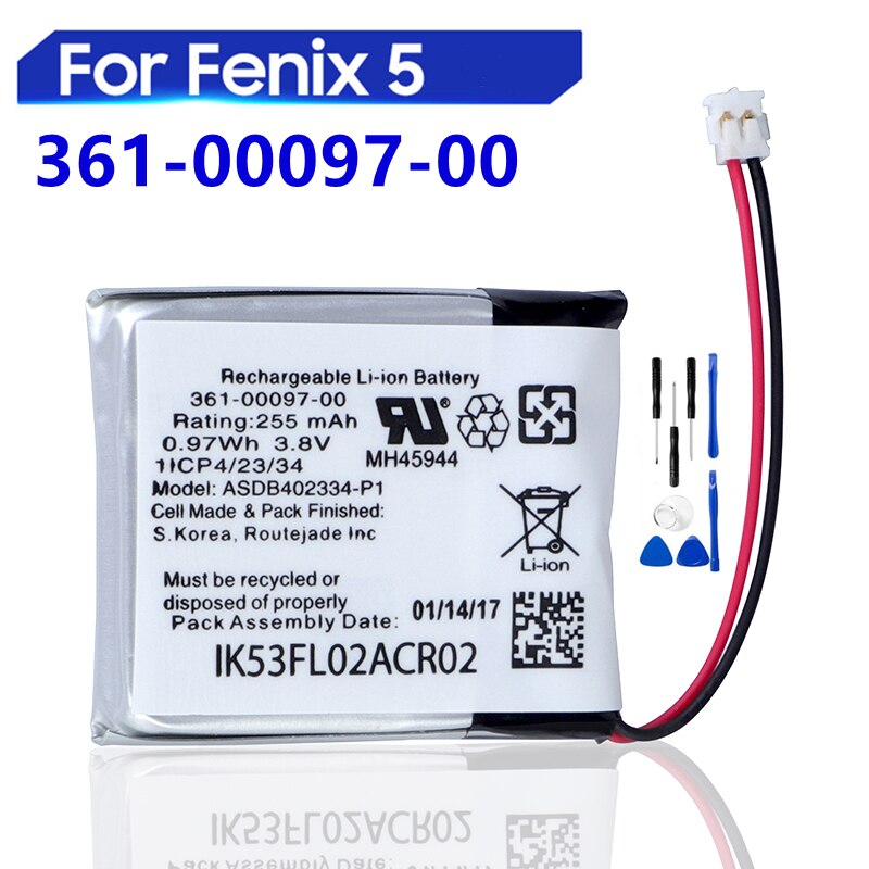 Batterie de remplacement 361-00097-00 361-00096-00 361-00098-00 pour montre intelligente Garmin Fenix 5, Fenix 5s: For Fenix 5