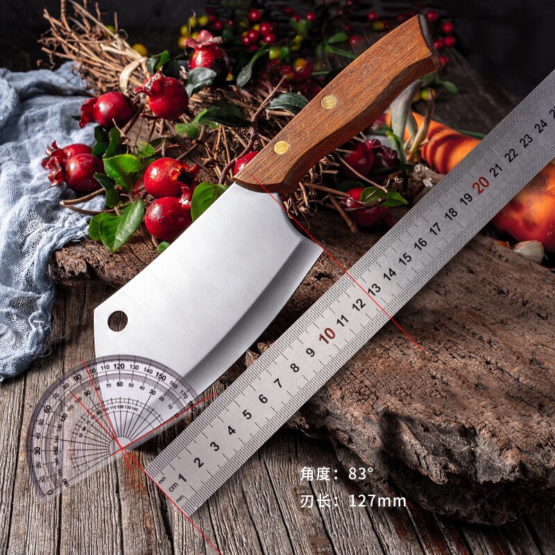 Chef Kitchen Knife High Carbon 4Cr14Mov Steel Chinese Meat Chopping Utility Cleaver Knife with Sheath