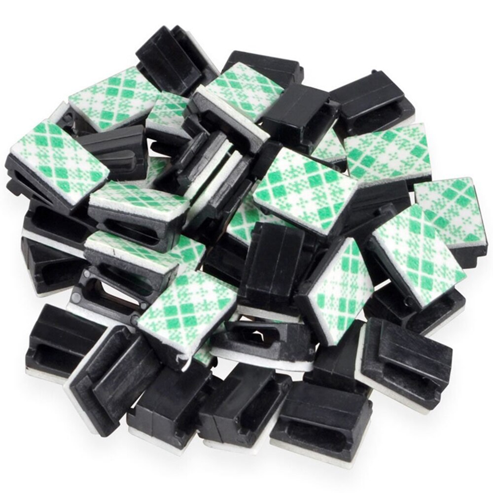 100PCS Hanger Flat Car Wire Clips 3M Self Adhesive Cable Organizer Clip Dashcam Fixed Nylon Mount Wire Line Holder Cable Clips: Green Black