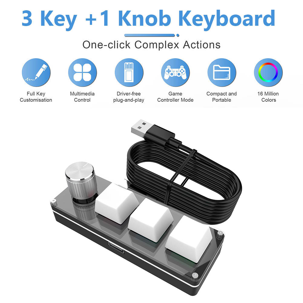 Ammtoo Programming Macro Custom Keyboard 12 Key 3 Knobs RGB 18 Character One Key Password Copy Paste Mechanical Hotswap Keypad: Gilt