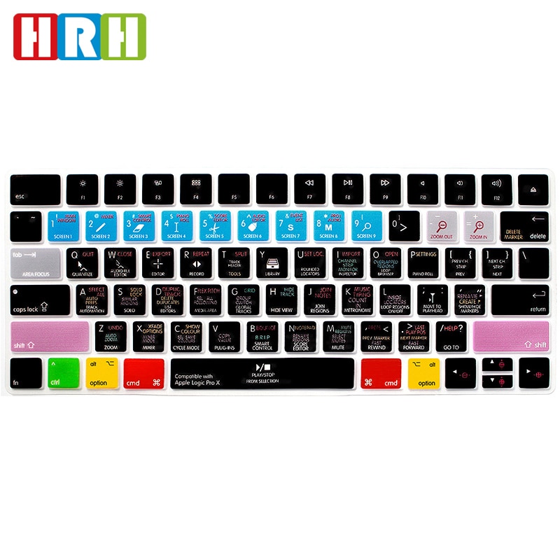HRH Logic Pro X Functional Shortcut Durable Keyboard Cover Silicone Keypad Skin Protective Film For Apple Magic MLA22B/A English