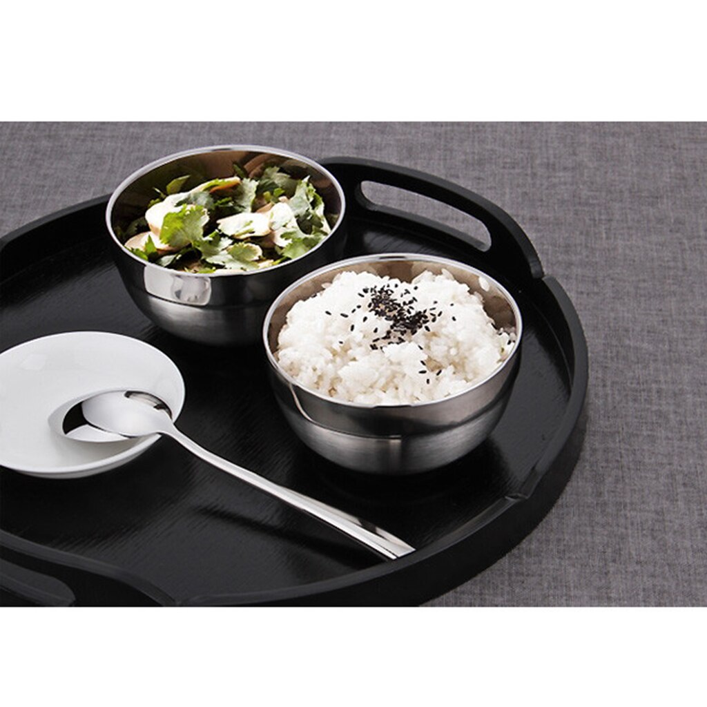 2 stk rustfri stål skåle varmeisolerende skål ris korn frugt suppe skåle