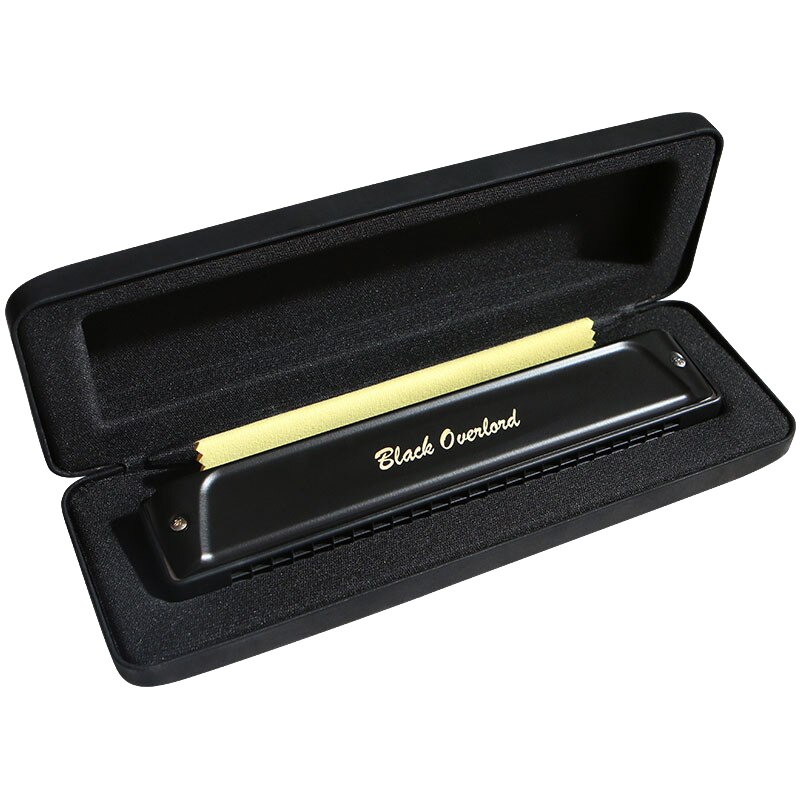 QI MEI Tremolo Harmonica 24 Holes Accent 28 Harp Mouth Organ Musical Instruments Key C Black Colour ABS Comb Brass