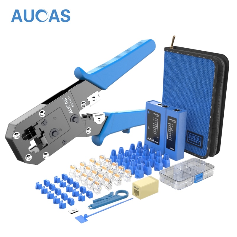 Aucas Rj45 Crimper Tool Krimpen Kabel Networking Draad Ratchet Tang Lan Kit RJ12 Gereedschap Punch Mikrotik Krimptang Apparatuur