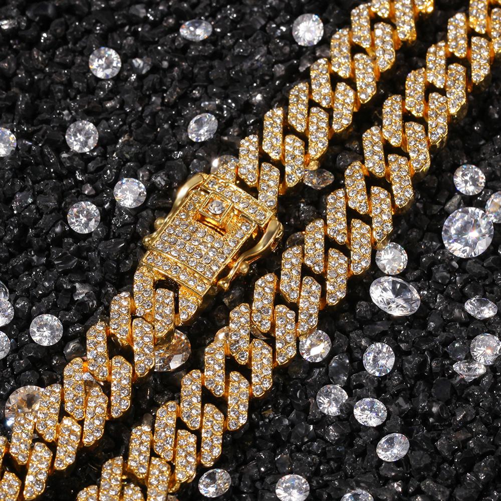 12mm chunky halskæde mænd miami guldkæde til mænd hip hop choker smykker 7-27in cadena cubana zirkon cubanske kædekæde