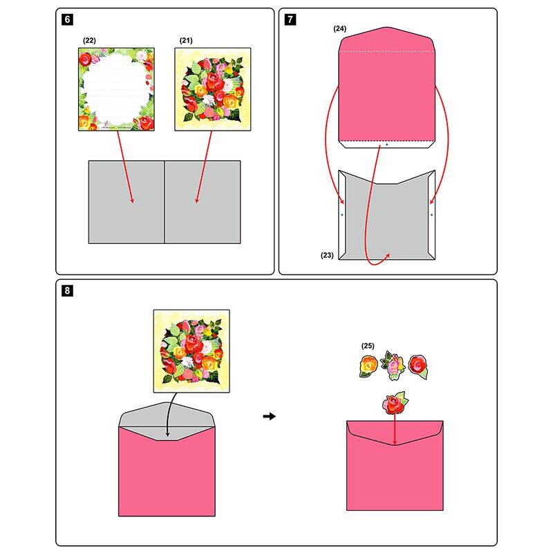 DIY Pop-up Card Rose Flower,Handmade 3D Anniversary Greeting Card Paper Model Postcard Invitation Papercraft,Craft ER-090