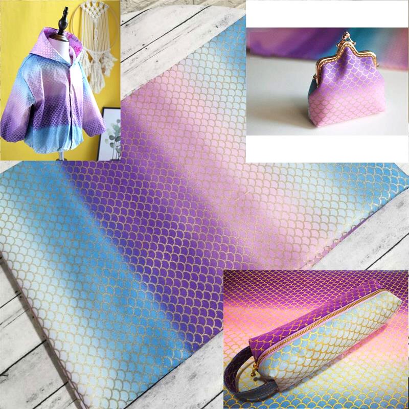 50*110CM 100％ Cotton Printed Fabric Rainbow Fish Scale DIY Handmade for Clothes Bags: 1