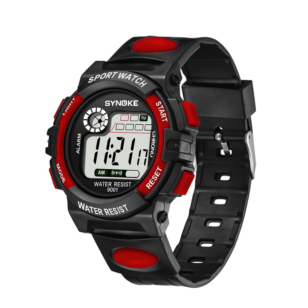 Waterdichte Kinderen Jongens Multifunctionele 30M Waterdicht Horloge Led Digitale Dubbele Actie Horloge Kids Alarm Datum Elektronische Horloge Q: Red