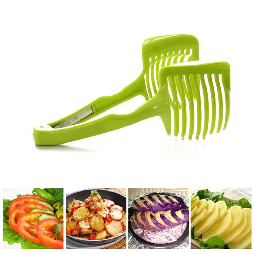 Keuken Thuis Plastic Aardappel Snijmachine Tomaat Cutter Tool Shreadders Citroen Snijden Houder Koken Gereedschap Keuken Plastic Accessoires Fruit snijder Brood clip Creatieve gadgets Voedsel verwerker