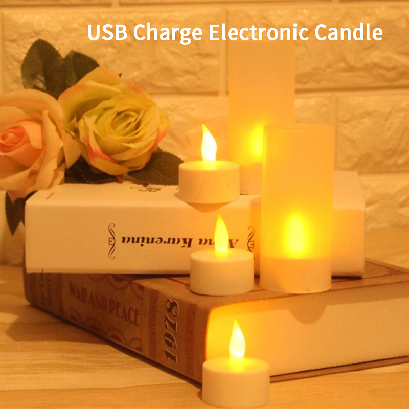 Luz de carga USB recargable con velas de batería LED recargables sin llama