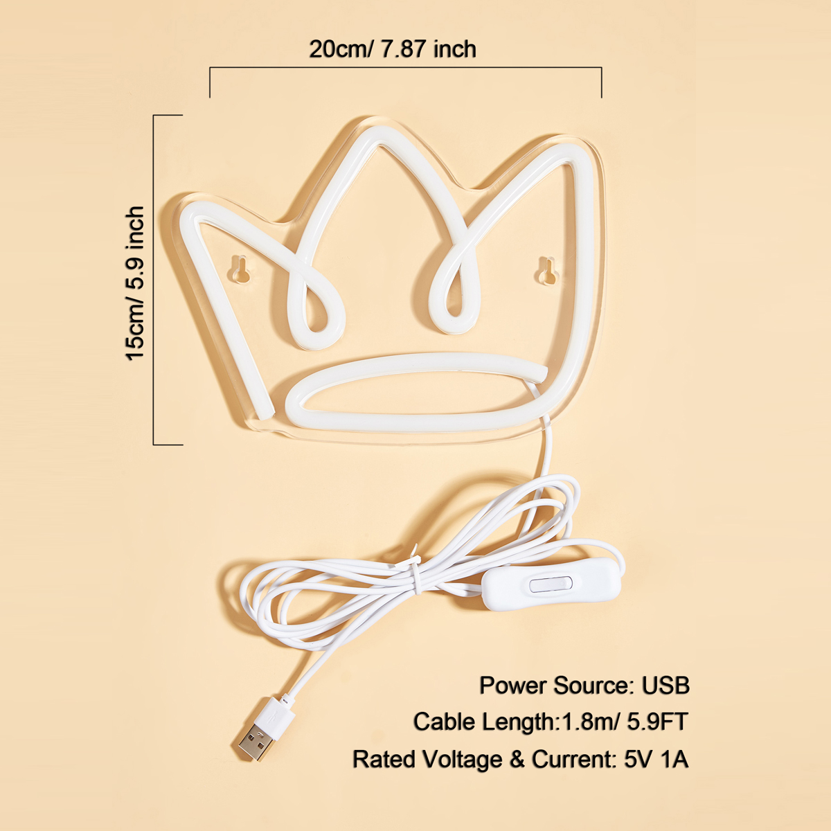 Chi-kjøpe ledet neon krone usb-drevne neonskilt nattlys 3d veggkunst og spillrom soverom stue dekor lampe skilt