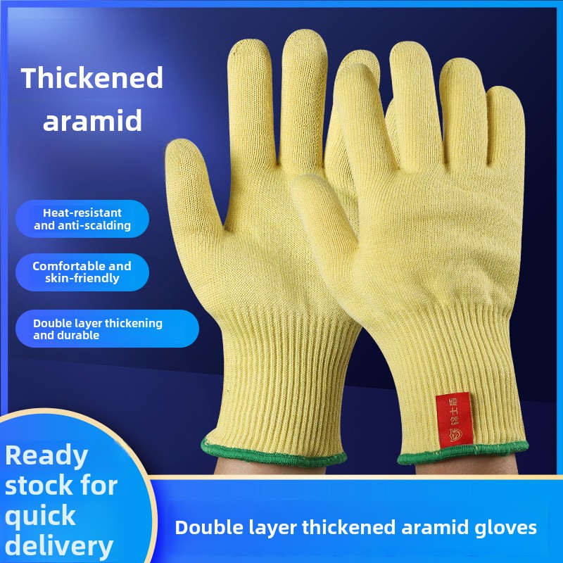 Kevlar aramid high temperature resistant, anti-scalding and anti-cutting, wear-resistant, non-slip wrist guard gloves: Pink