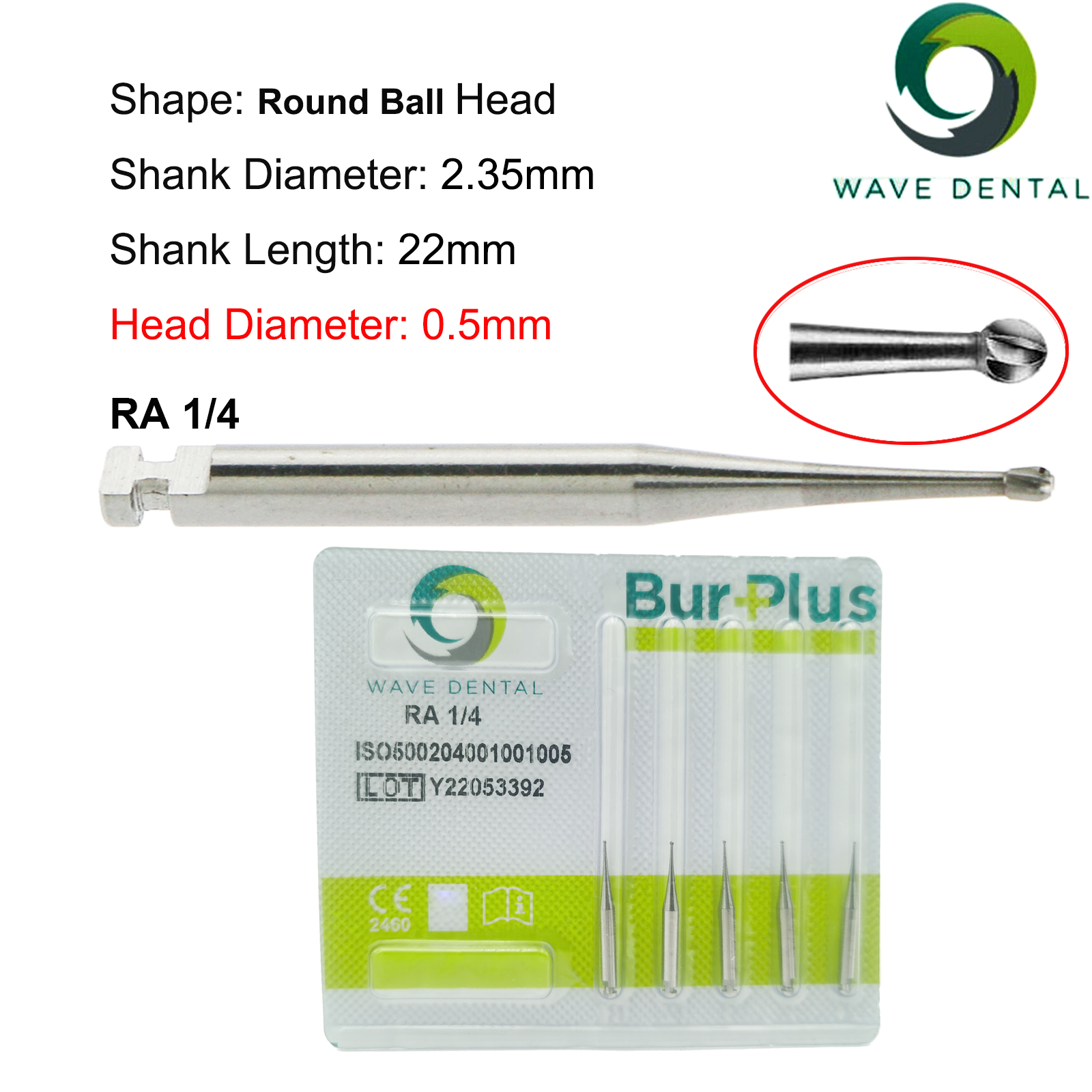 Fresas de carburo de tungsteno Dental WAVE, taladro Dental de cabeza redonda, fresas de implante RA SURG para pieza de mano de baja velocidad, herramientas de dentista, 5 unids/pack: Morado